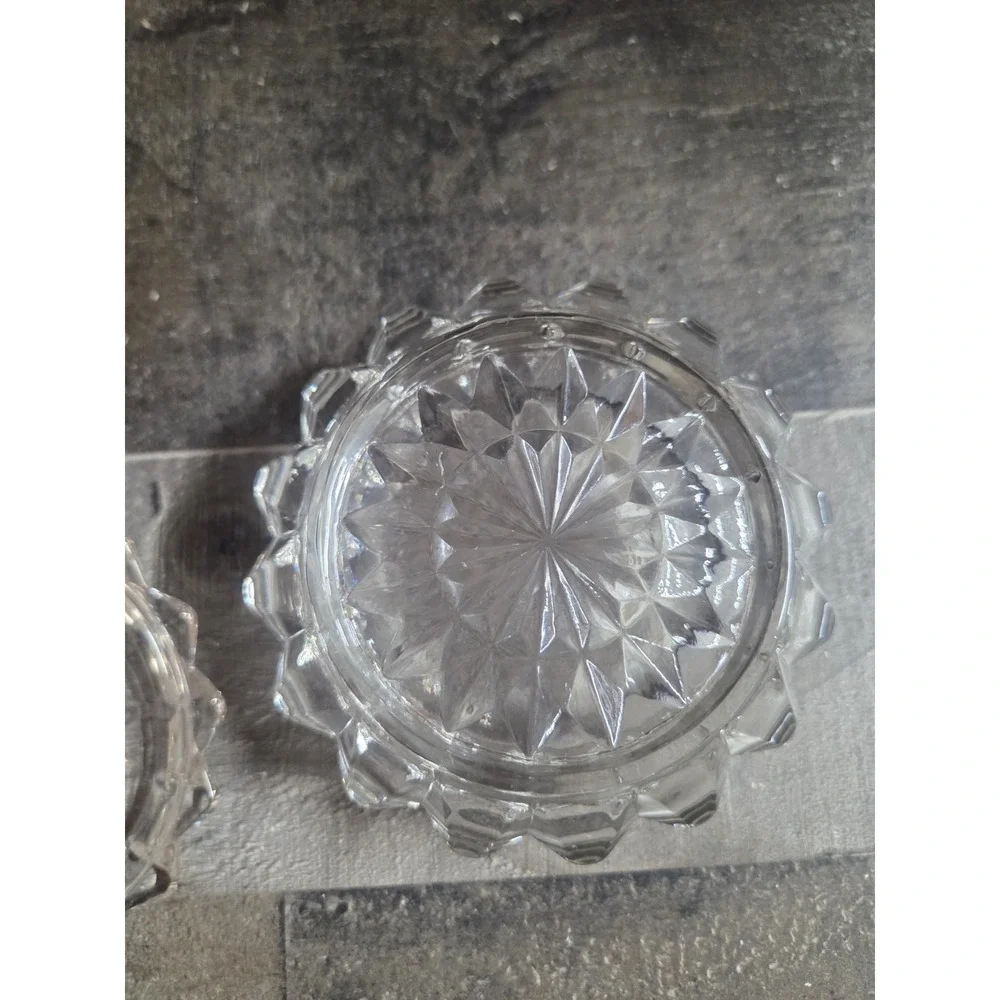 Diamond Powder Dish Crystal Depression Glass Jeannette Windsor Art Decor 4